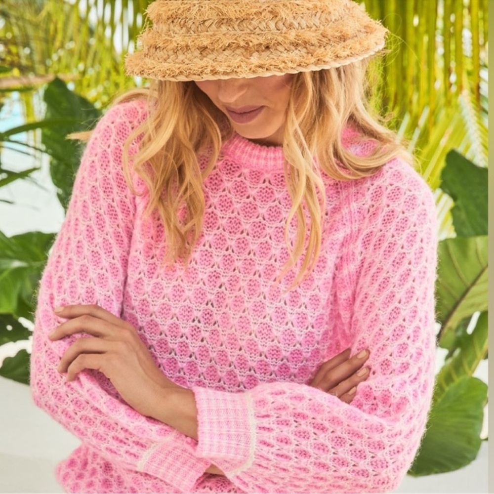 Lilly Pulitzer Corabelle Sweater Pink Mandevilla Baby Honey Comb
